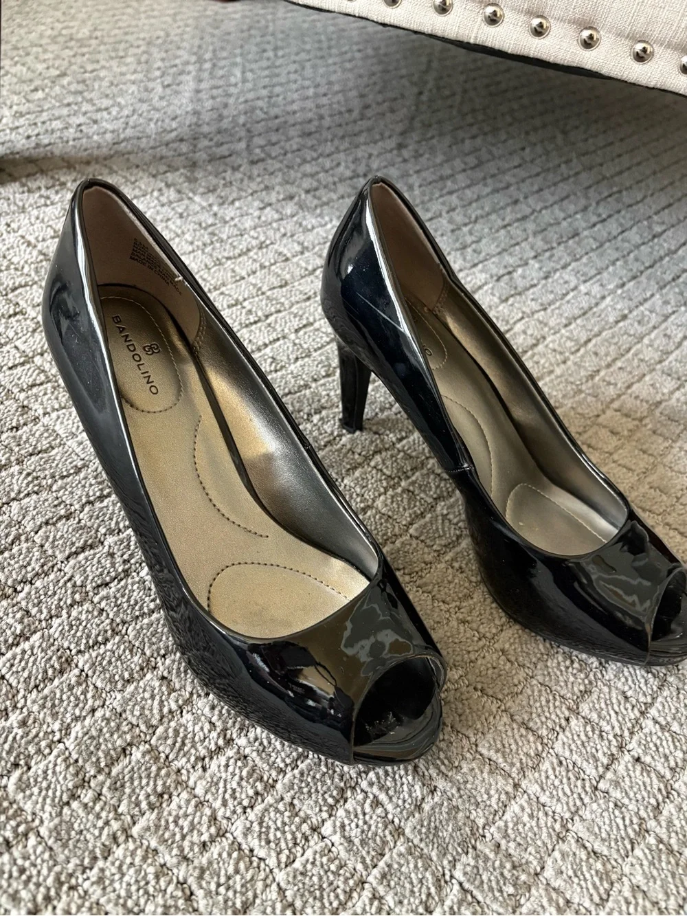 Bandolino Black Patent Peep Toe Heels